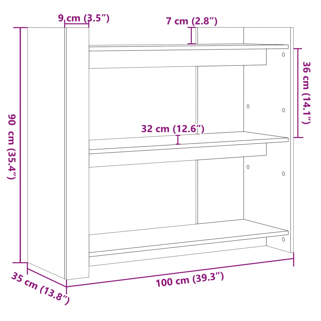 vidaXL Wandtafel 100x35x90 cm bewerkt hout wit