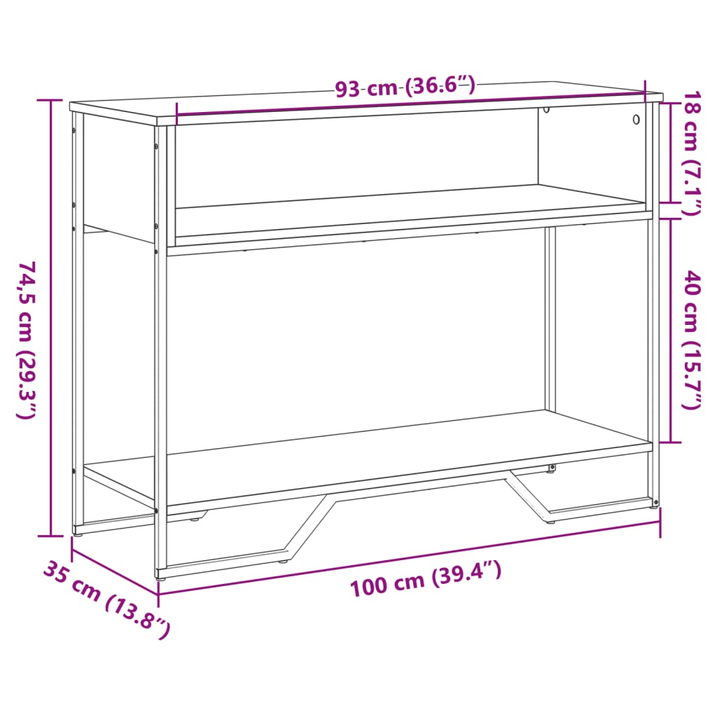 vidaXL Wandtafel 100x35x74,5 cm bewerkt hout zwart