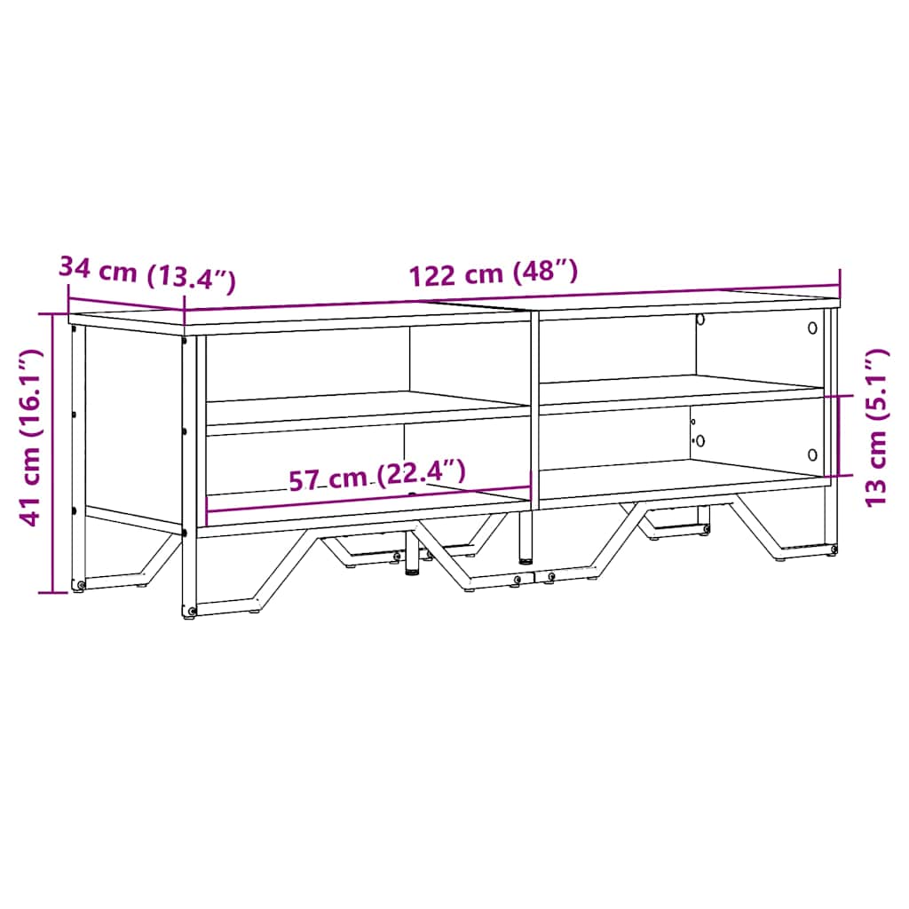 vidaXL TV Cabinet 122x34x41 cm Engineered Wood Black