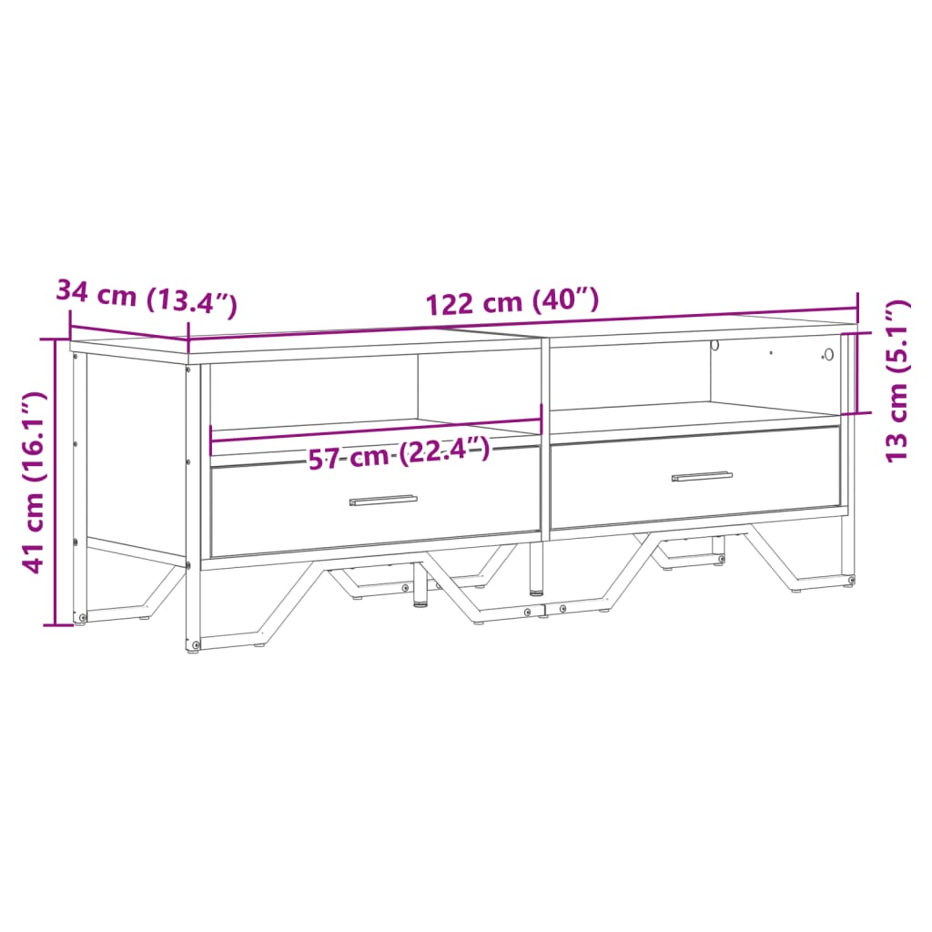 vidaXL Tv-meubel 122x34x41 cm bewerkt hout zwart