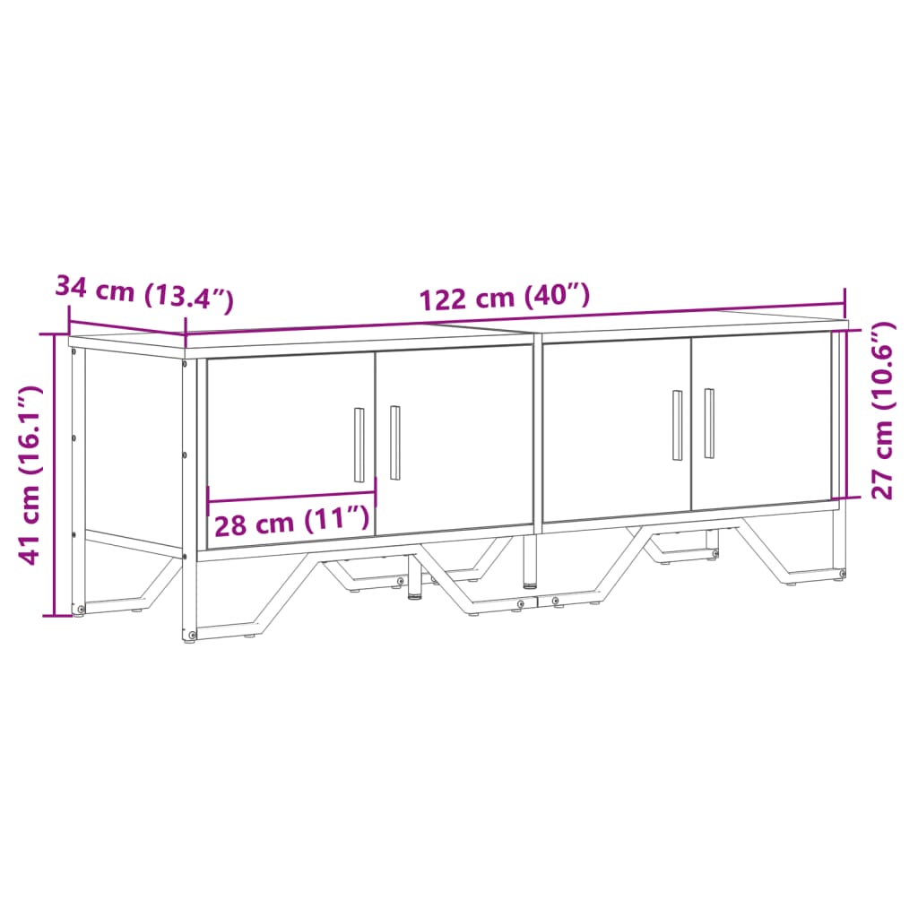 vidaXL Tv-meubel 122x34x41 cm bewerkt hout zwart