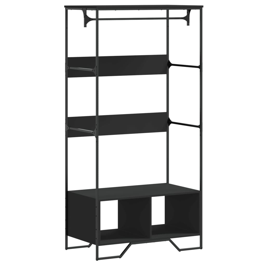 vidaXL Kledingkast 90x50x180 cm bewerkt hout zwart