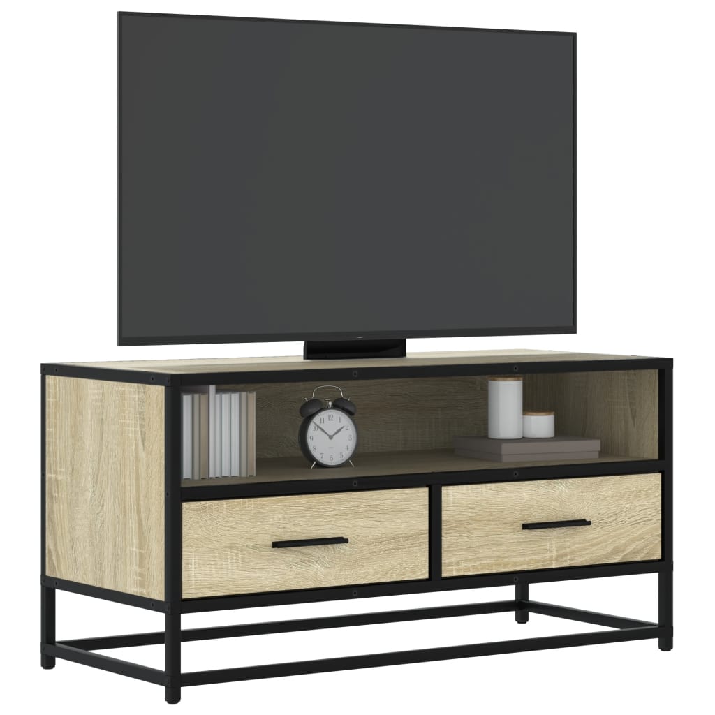 vidaXL Tv-meubel 80x34,5x40 cm bewerkt hout en metaal zwart