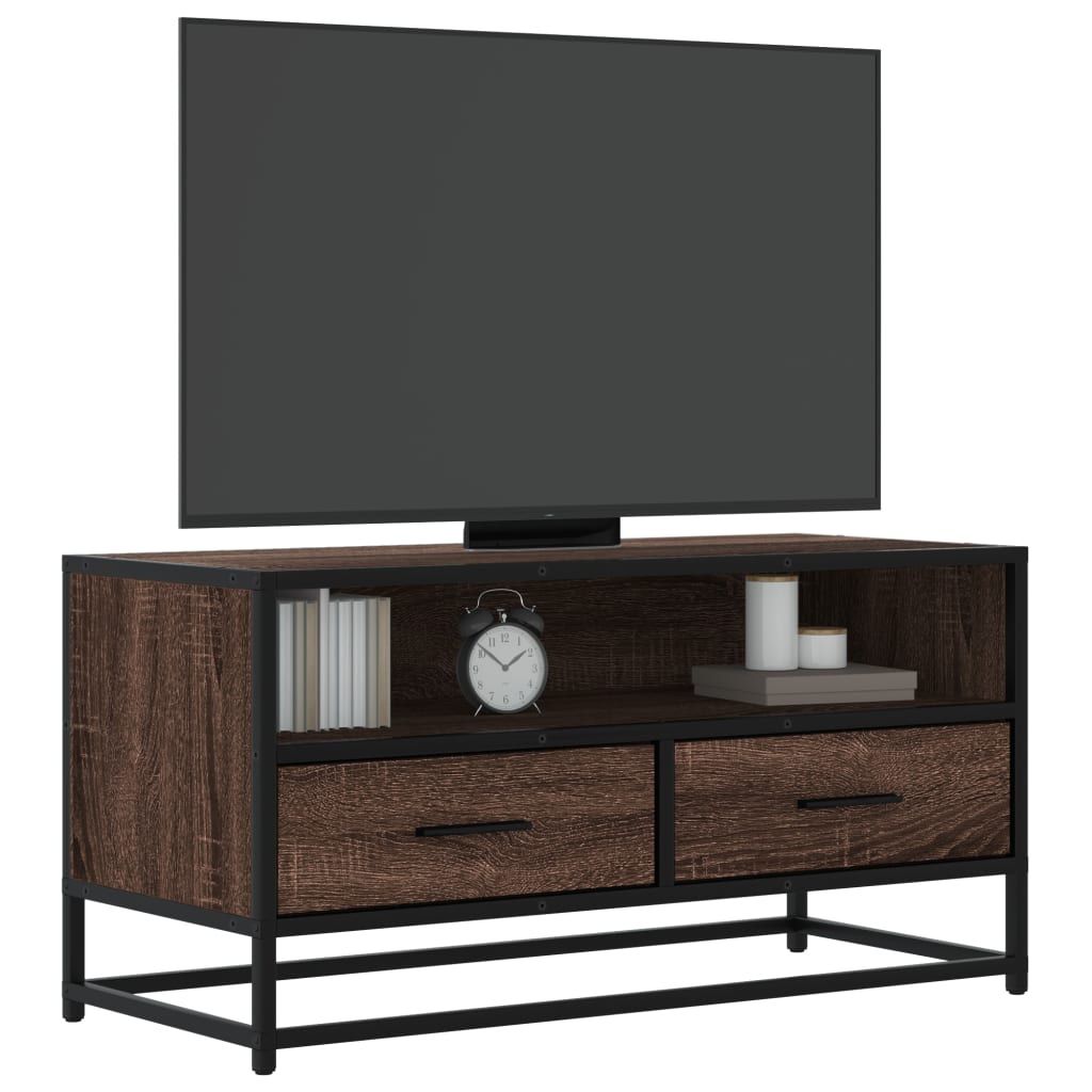 vidaXL Tv-meubel 80x34,5x40 cm bewerkt hout en metaal zwart