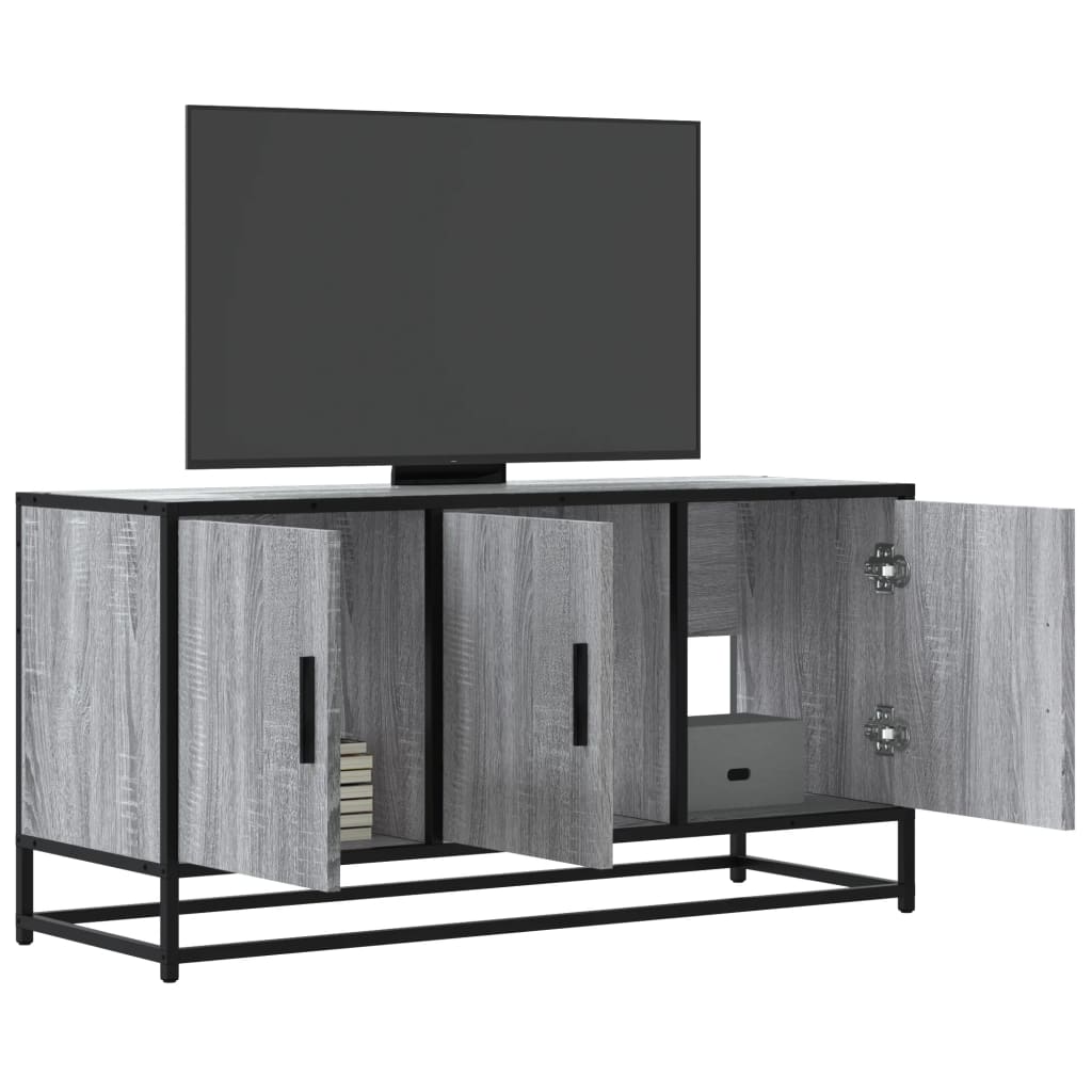 vidaXL Tv-meubel 100x35x50 cm bewerkt hout en metaal zwart