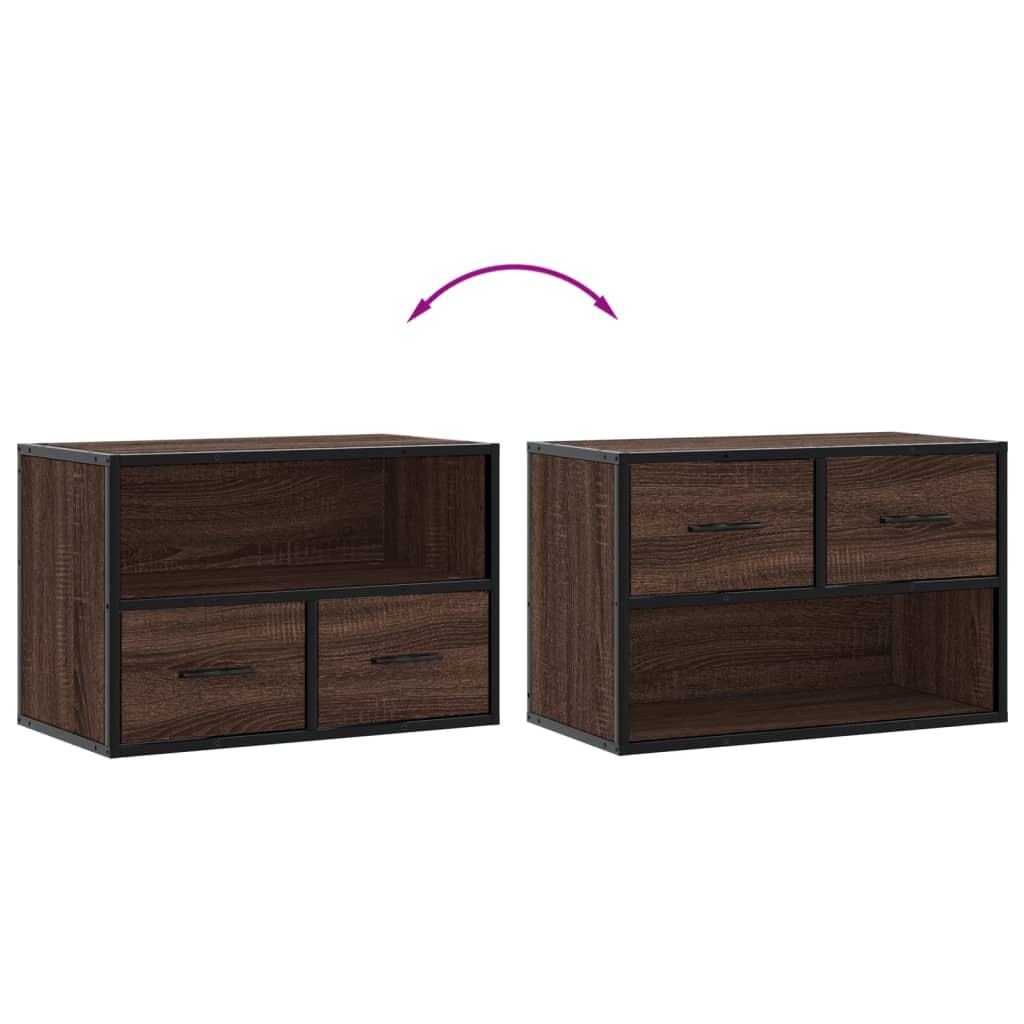 vidaXL Tv-meubel 60x31x39,5 cm bewerkt hout en metaal zwart