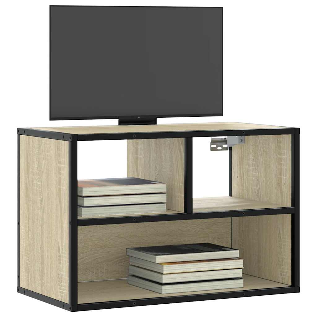 vidaXL Tv-meubel 60x31x39,5 cm bewerkt hout en metaal zwart