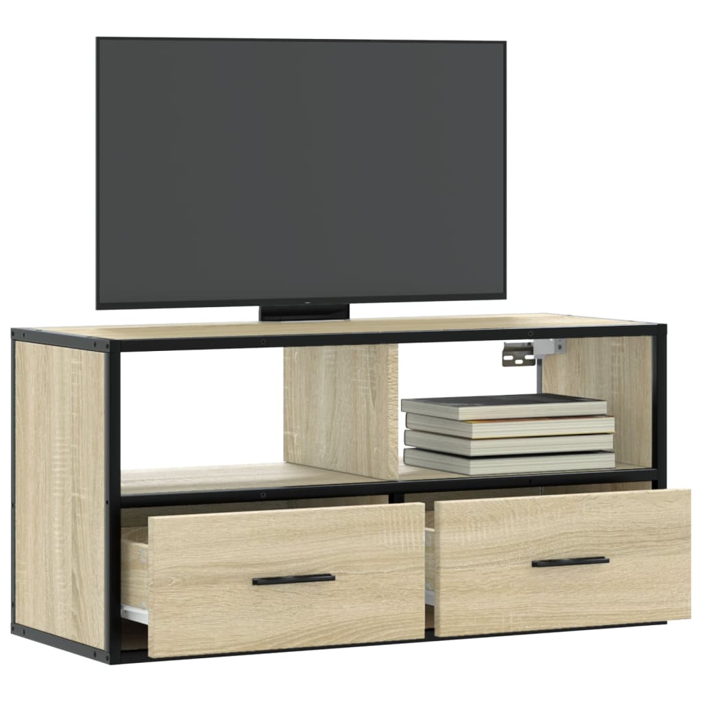 vidaXL Tv-meubel 60x31x39,5 cm bewerkt hout en metaal zwart