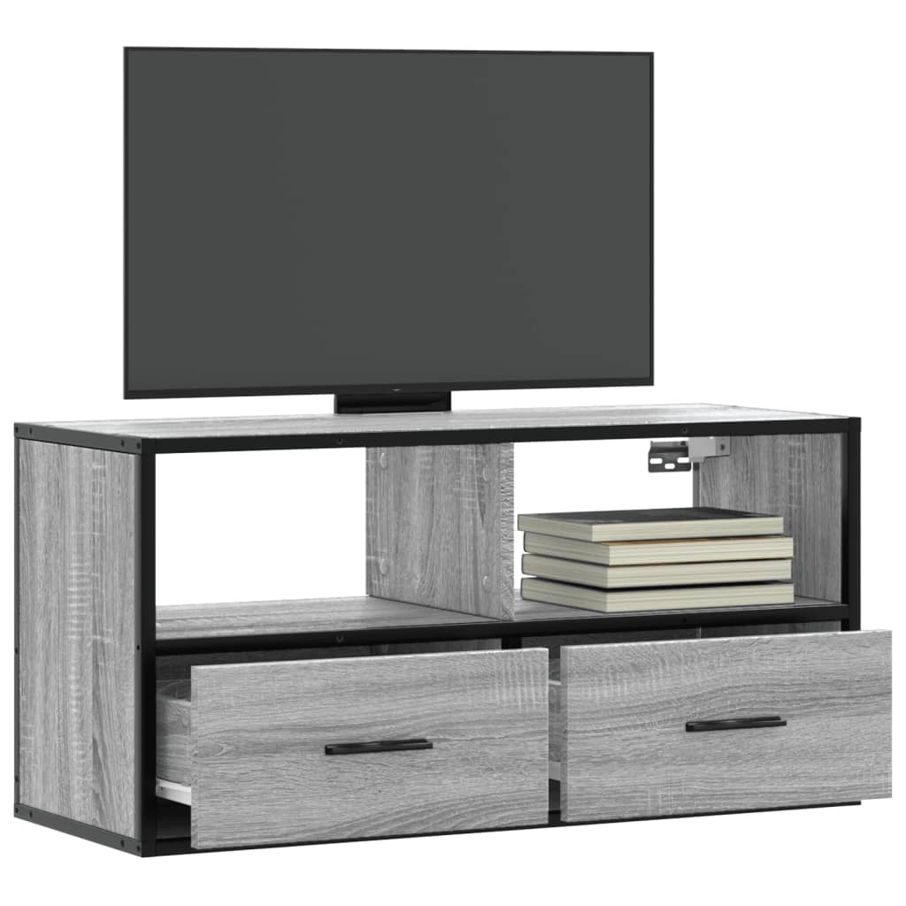 vidaXL Tv-meubel 60x31x39,5 cm bewerkt hout en metaal zwart
