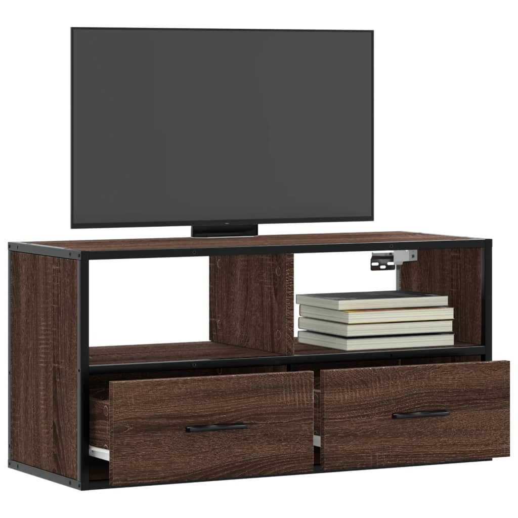 vidaXL Tv-meubel 60x31x39,5 cm bewerkt hout en metaal zwart