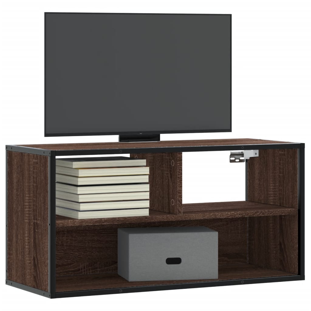 vidaXL Tv-meubel 60x31x39,5 cm bewerkt hout en metaal zwart