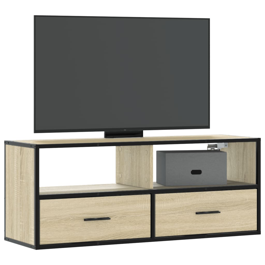 vidaXL Tv-meubel 60x31x39,5 cm bewerkt hout en metaal zwart