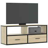 vidaXL Tv-meubel 60x31x39,5 cm bewerkt hout en metaal zwart