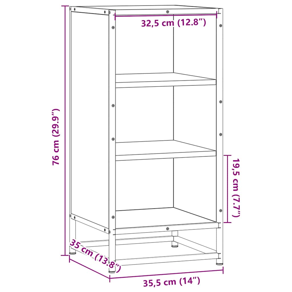 vidaXL Dressoir 35,5x35x76 cm bewerkt hout en metaal zwart