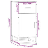 vidaXL Dressoir 35,5x35x76 cm bewerkt hout en metaal zwart