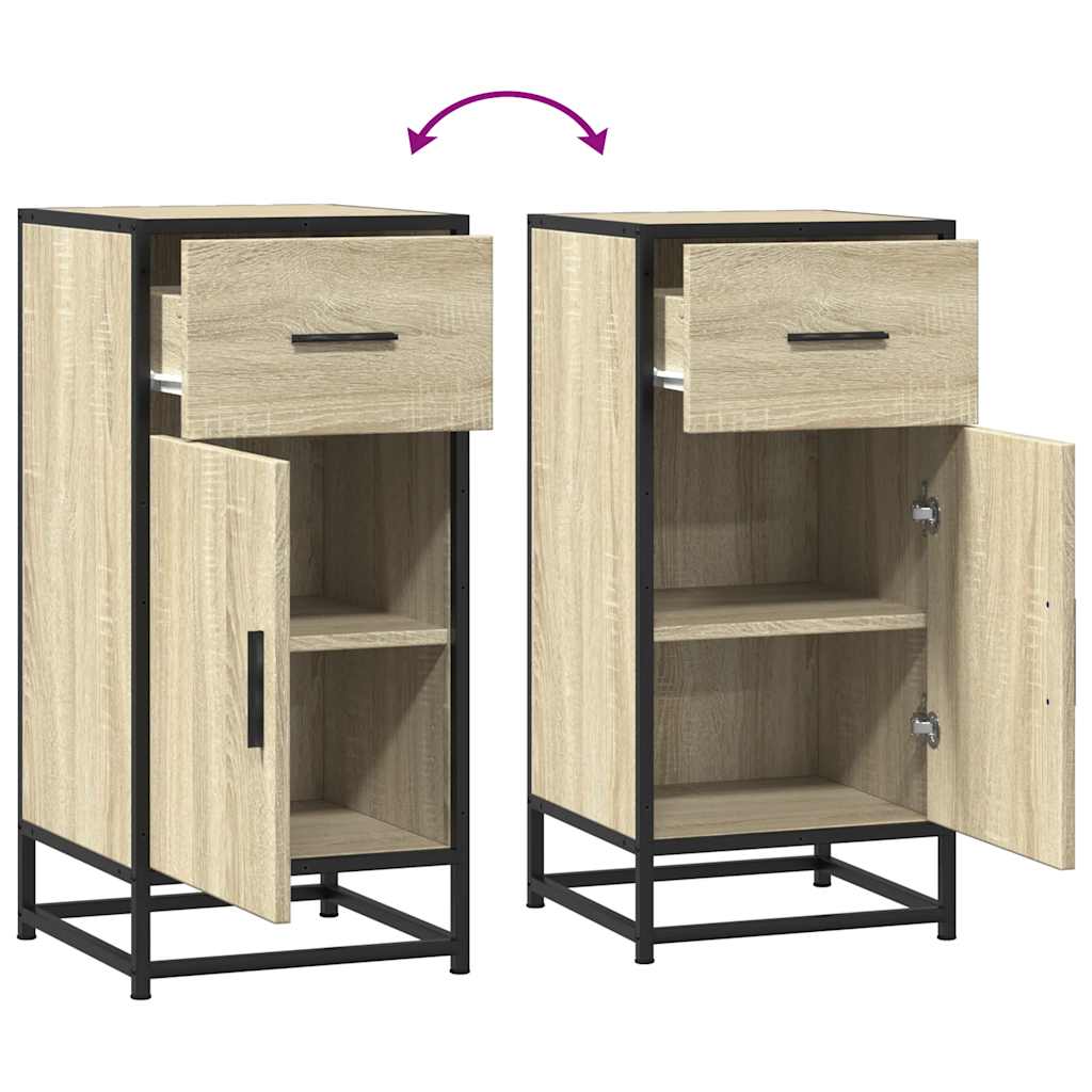 vidaXL Dressoir 35,5x35x76 cm bewerkt hout en metaal zwart