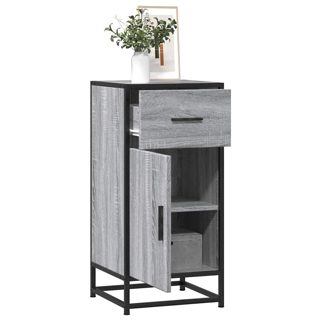 vidaXL Dressoir 35,5x35x76 cm bewerkt hout en metaal zwart