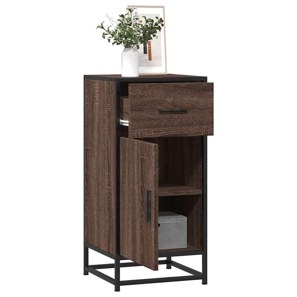 vidaXL Dressoir 35,5x35x76 cm bewerkt hout en metaal zwart