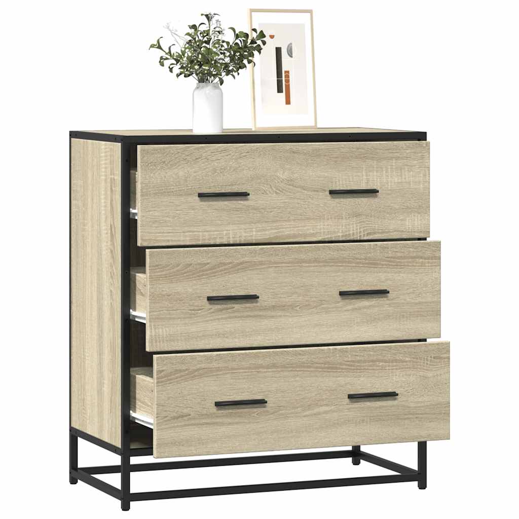 vidaXL Dressoir 68x35x76 cm bewerkt hout en metaal zwart
