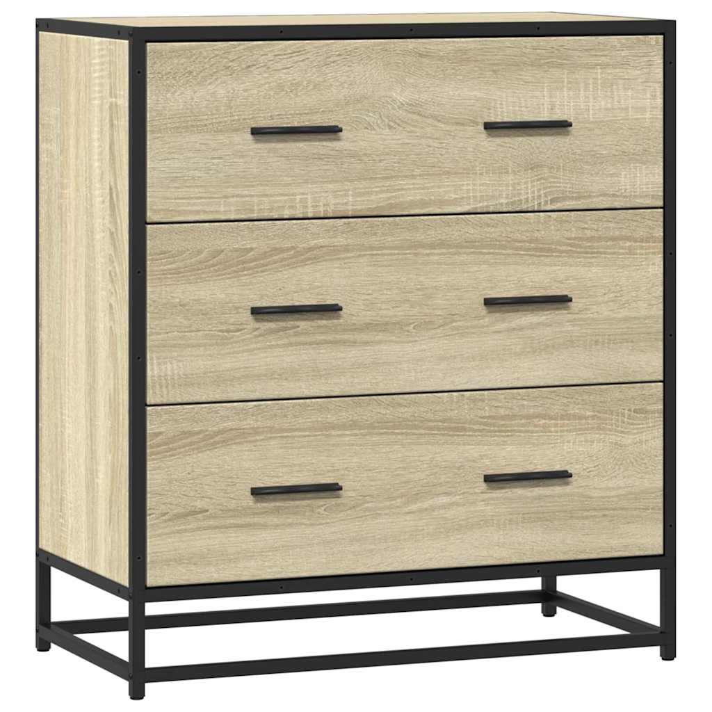 vidaXL Dressoir 68x35x76 cm bewerkt hout en metaal zwart
