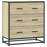 vidaXL Dressoir 68x35x76 cm bewerkt hout en metaal zwart
