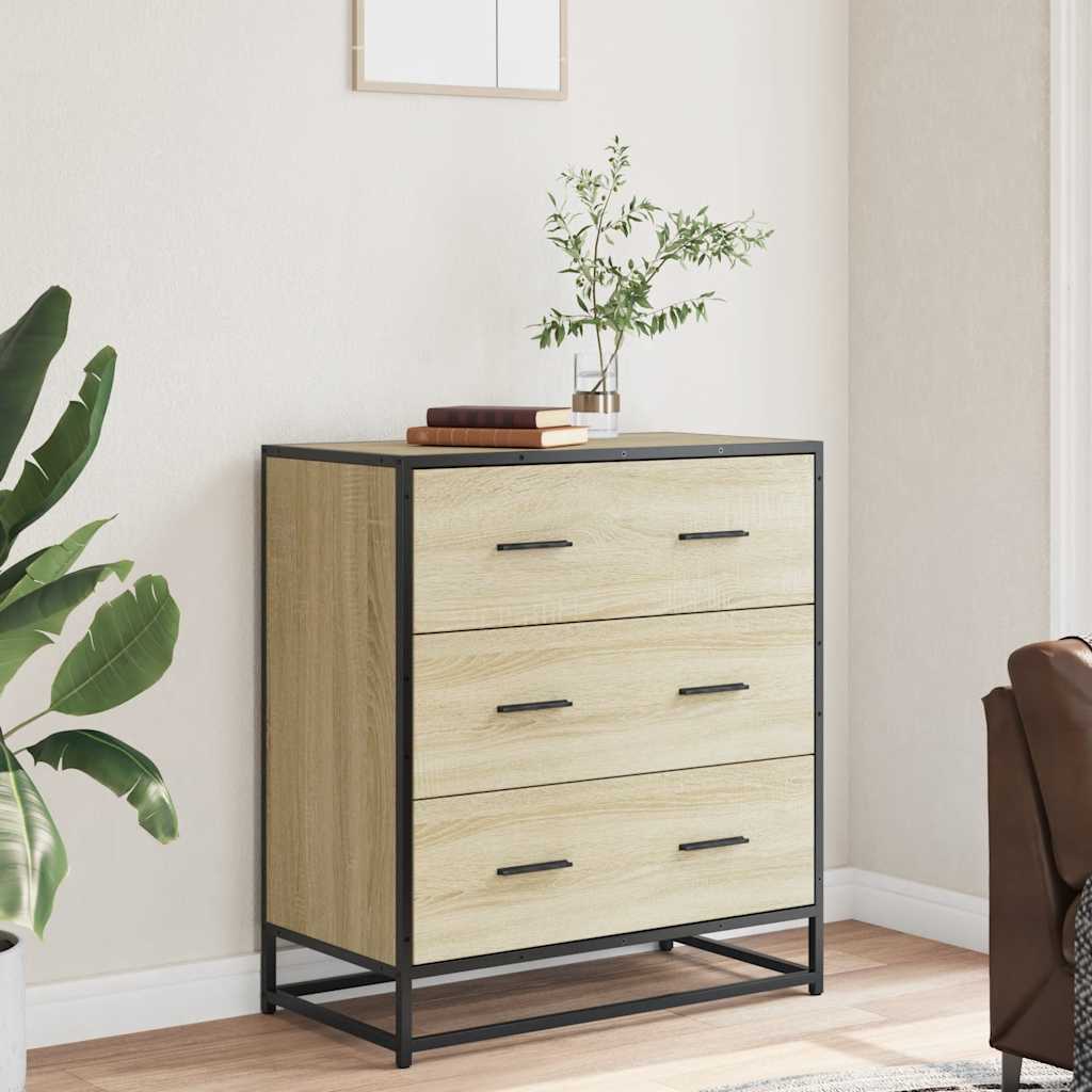 vidaXL Dressoir 68x35x76 cm bewerkt hout en metaal zwart