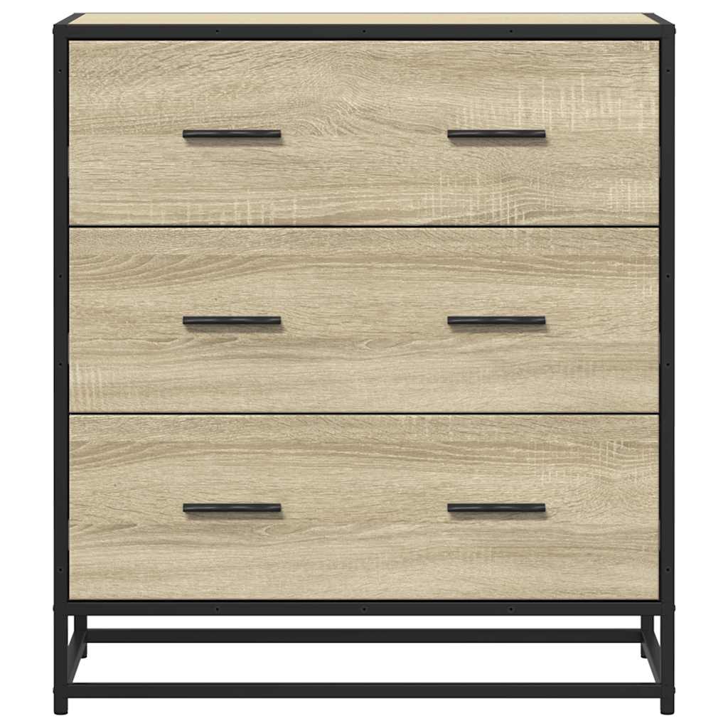 vidaXL Dressoir 68x35x76 cm bewerkt hout en metaal zwart
