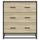 vidaXL Dressoir 68x35x76 cm bewerkt hout en metaal zwart