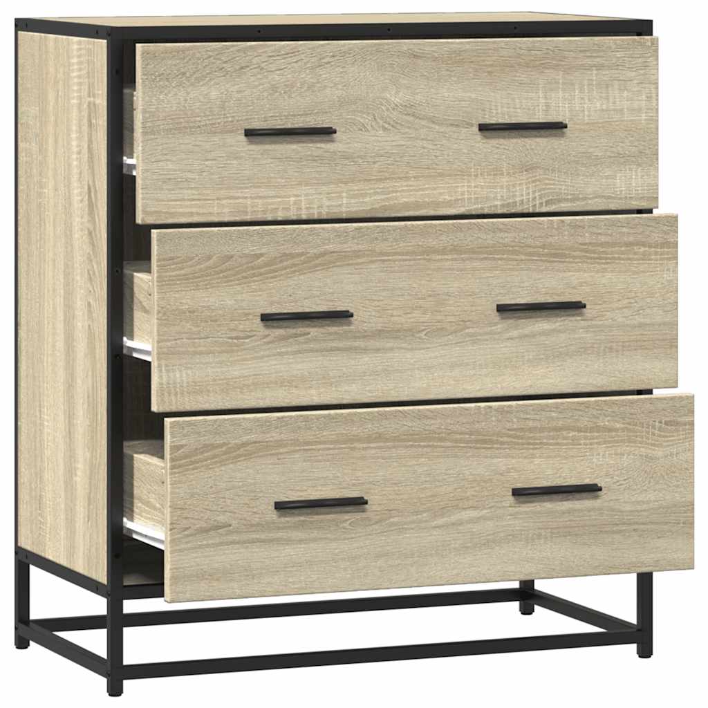 vidaXL Dressoir 68x35x76 cm bewerkt hout en metaal zwart