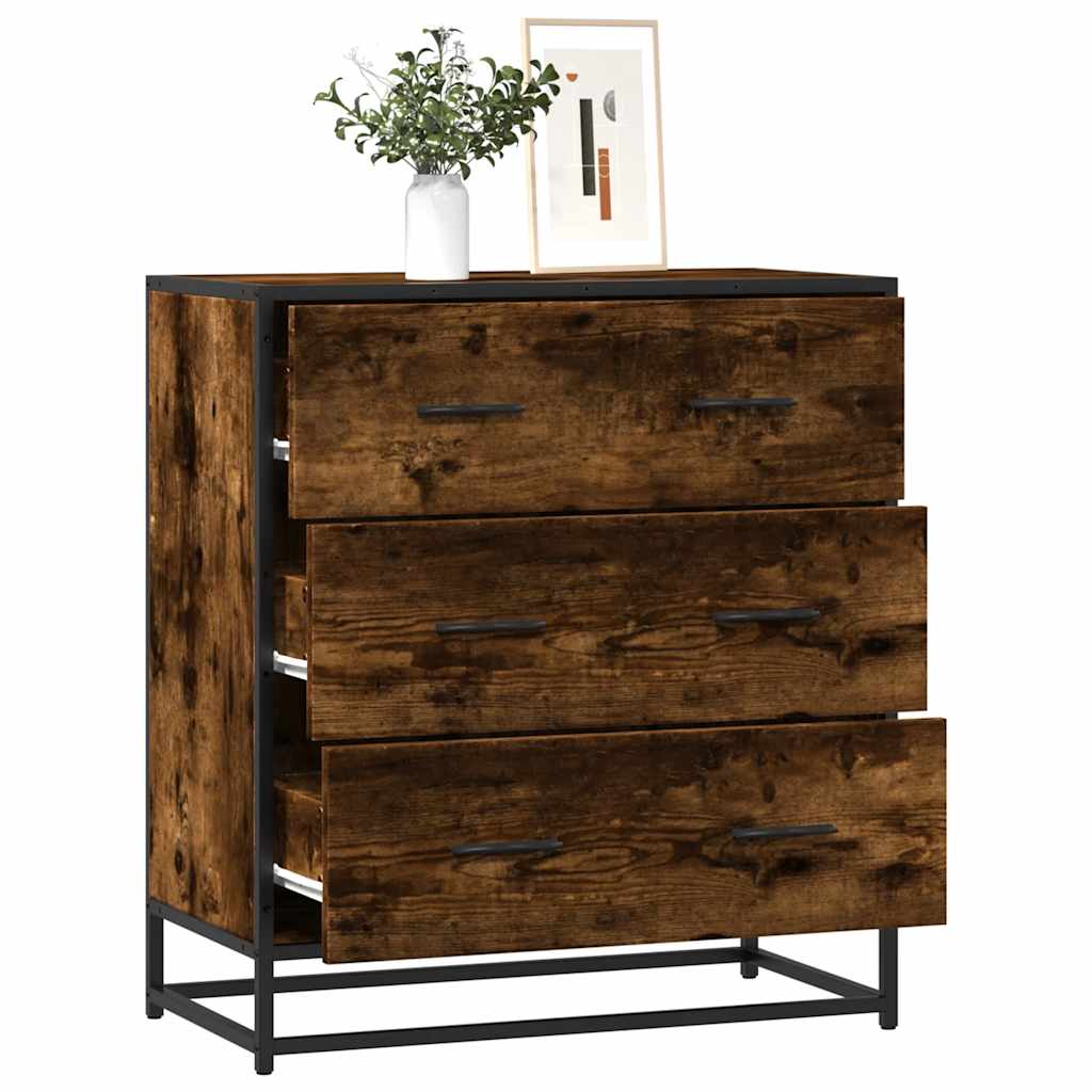 vidaXL Dressoir 68x35x76 cm bewerkt hout en metaal zwart