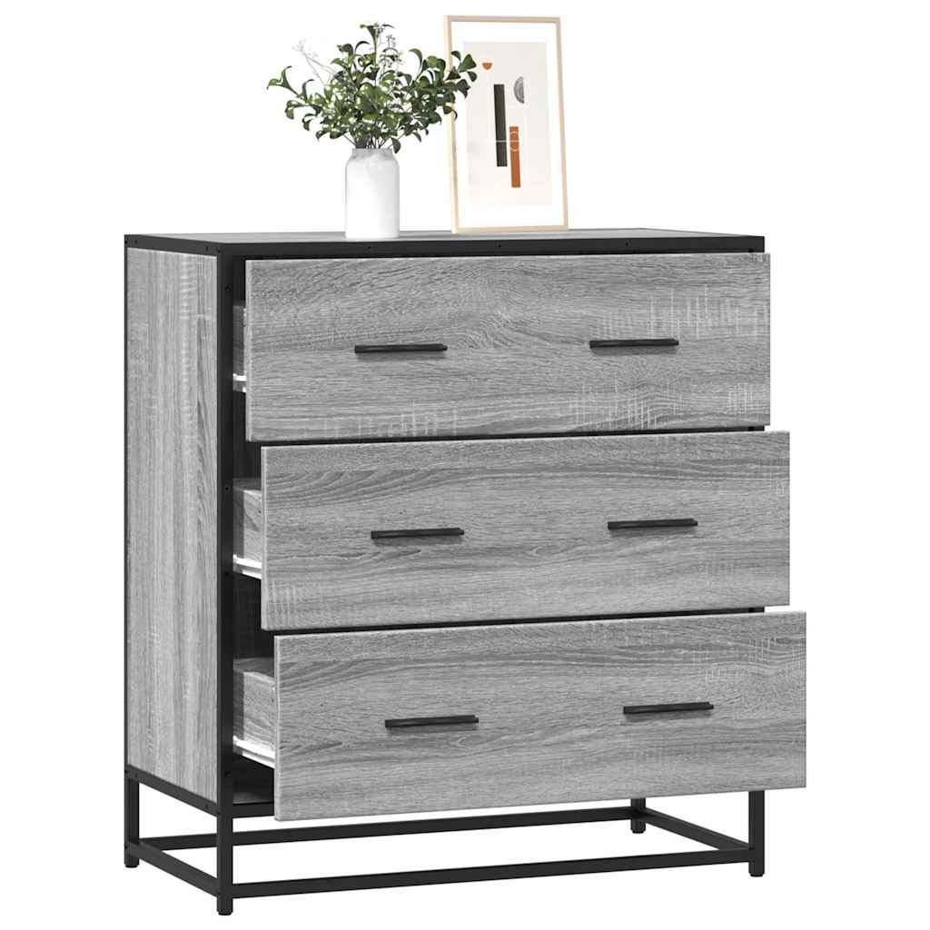 vidaXL Dressoir 68x35x76 cm bewerkt hout en metaal zwart