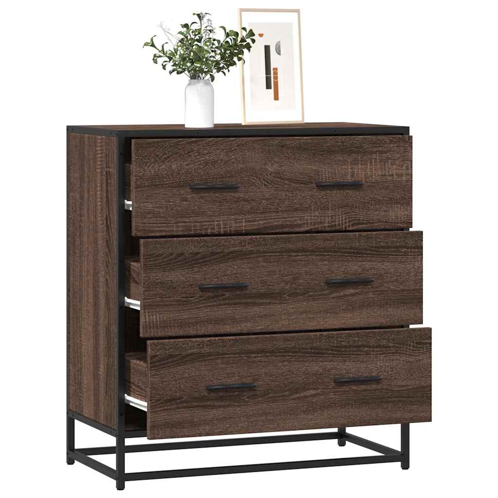 vidaXL Dressoir 68x35x76 cm bewerkt hout en metaal zwart