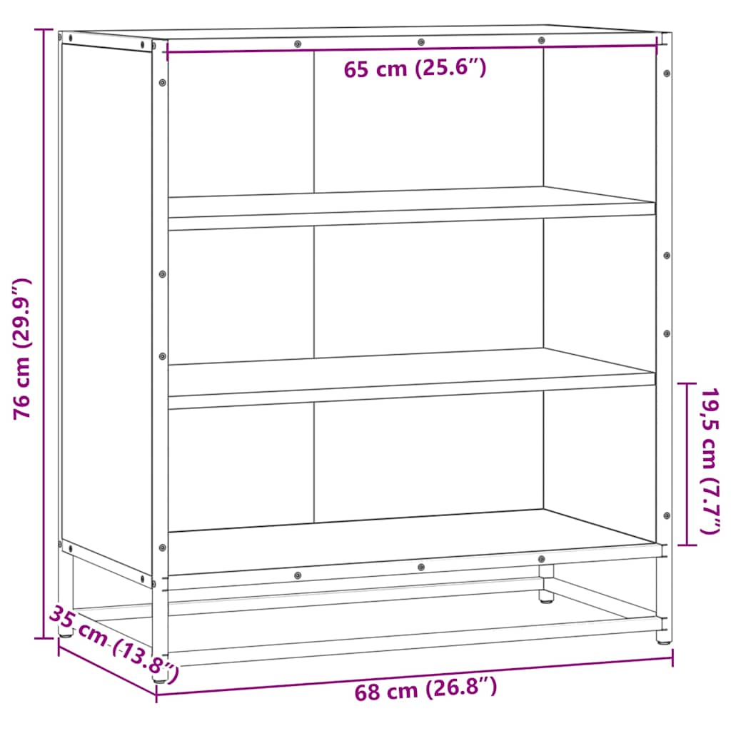 vidaXL Dressoir 68x35x76 cm bewerkt hout en metaal zwart
