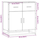 vidaXL Dressoir 68x35x76 cm bewerkt hout bruin eikenkleur