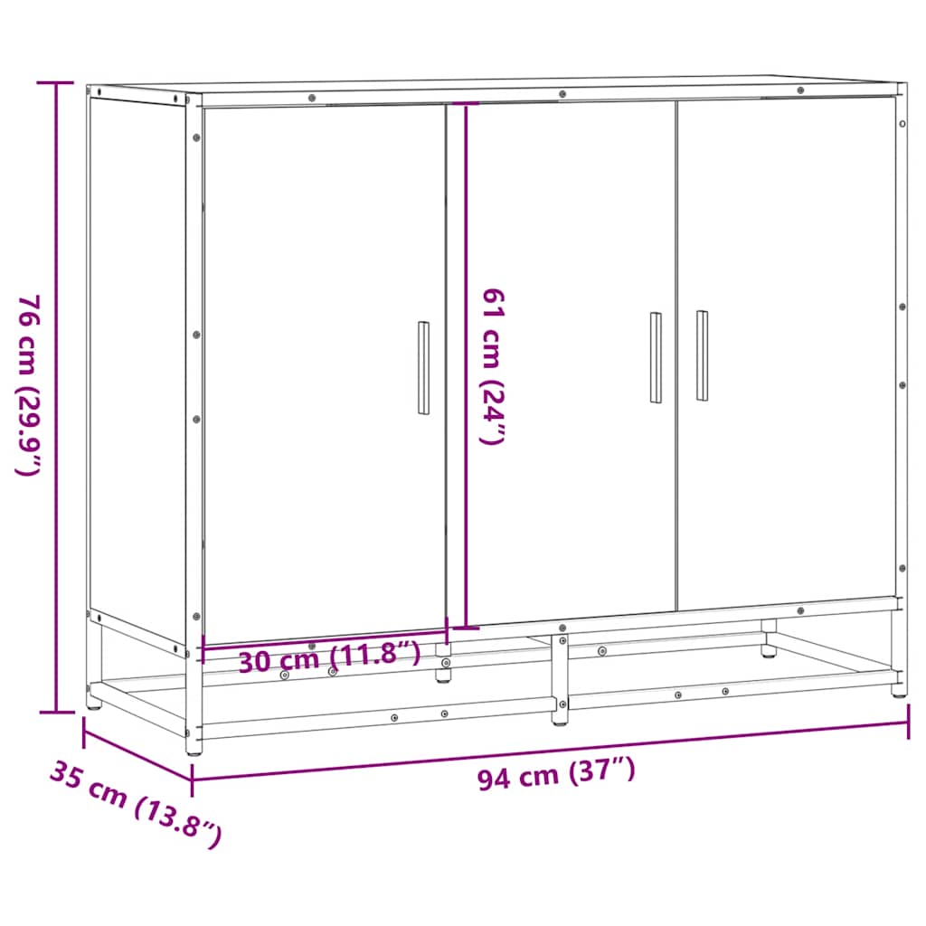 vidaXL Dressoir 94x35x76 cm bewerkt hout zwart