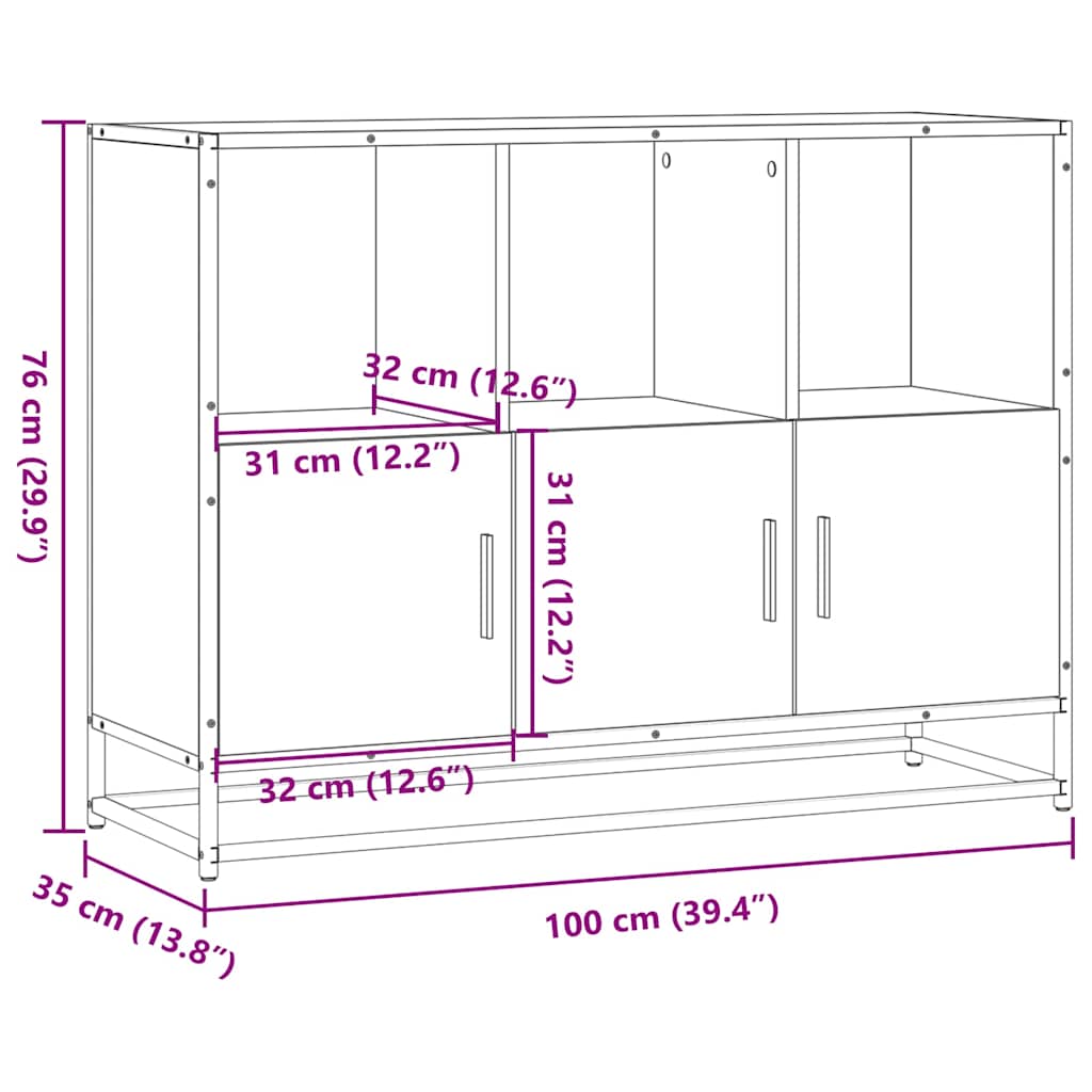 vidaXL Dressoir 100x35x76 cm bewerkt hout zwart