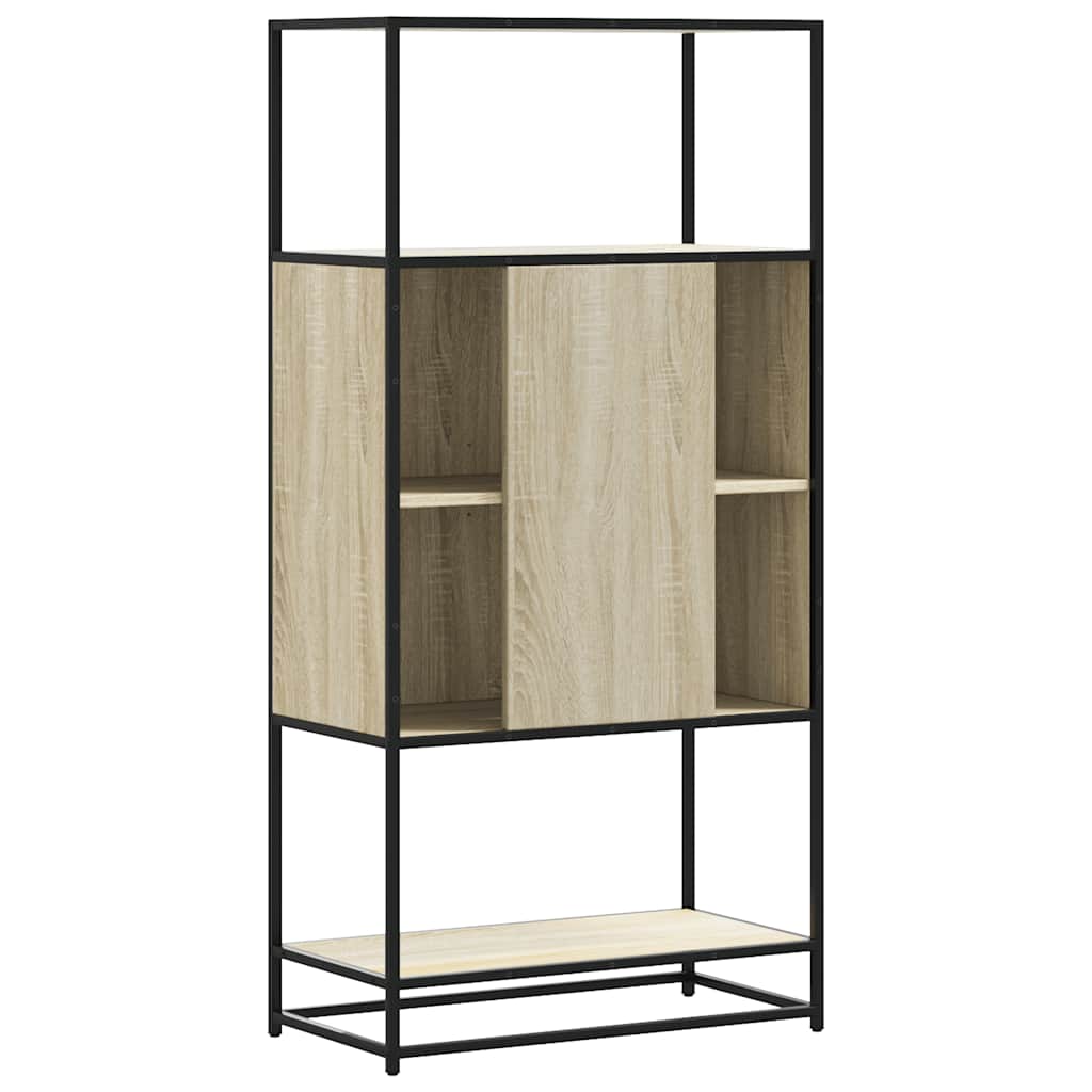 vidaXL Hoge kast 68x35x139 cm bewerkt hout en metaal sonoma eikenkleur