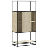 vidaXL Hoge kast 68x35x139 cm bewerkt hout en metaal sonoma eikenkleur