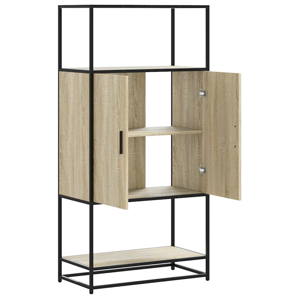 vidaXL Hoge kast 68x35x139 cm bewerkt hout en metaal sonoma eikenkleur
