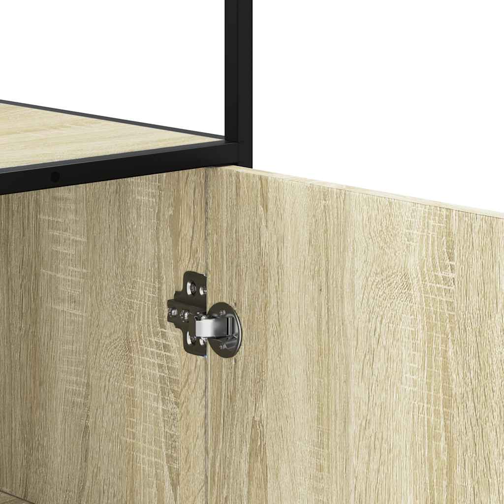 vidaXL Hoge kast 68x35x139 cm bewerkt hout en metaal sonoma eikenkleur