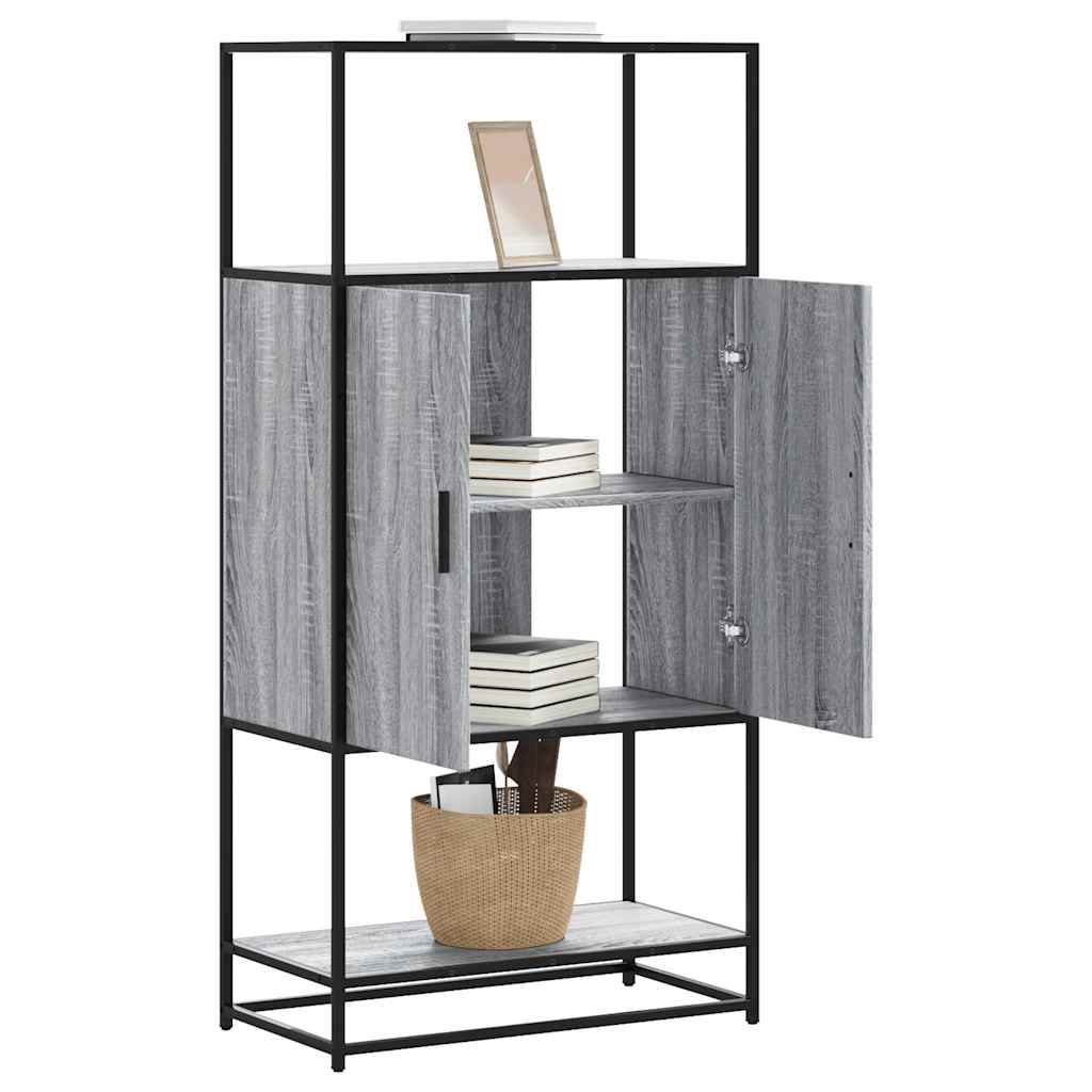 vidaXL Hoge kast 68x35x139 cm bewerkt hout en metaal sonoma eikenkleur