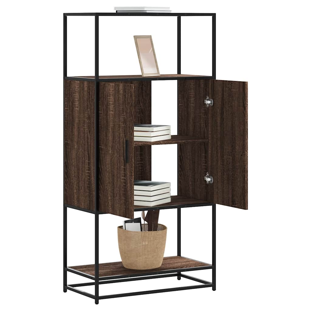 vidaXL Hoge kast 68x35x139 cm bewerkt hout en metaal sonoma eikenkleur