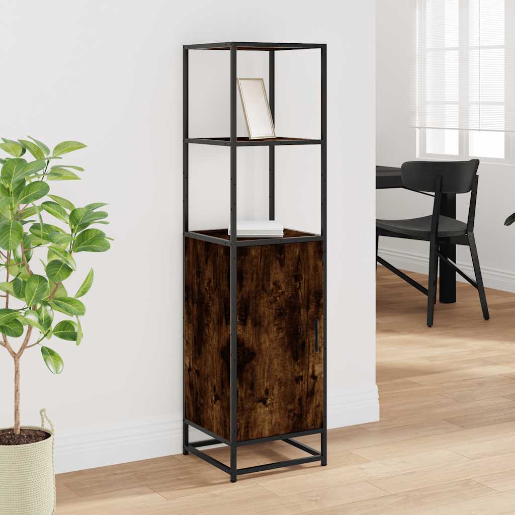 vidaXL Hoge kast 35,5x35x139 cm bewerkt hout en metaal sonoma eiken