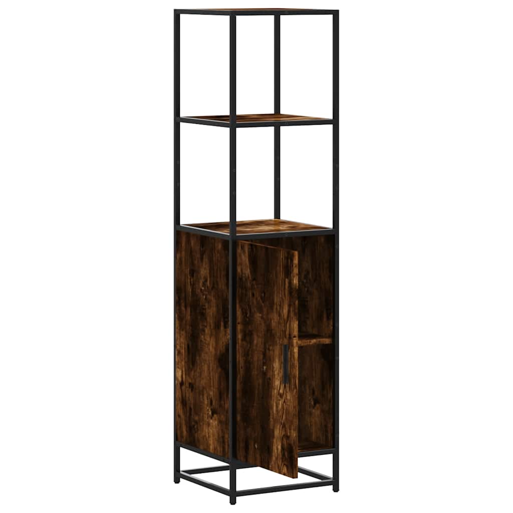 vidaXL Hoge kast 35,5x35x139 cm bewerkt hout en metaal sonoma eiken