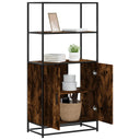vidaXL Hoge kast 68x35x139 cm bewerkt hout en metaal zwart