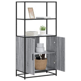 vidaXL Hoge kast 68x35x139 cm bewerkt hout en metaal zwart
