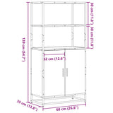 vidaXL Hoge kast 68x35x139 cm bewerkt hout en metaal zwart