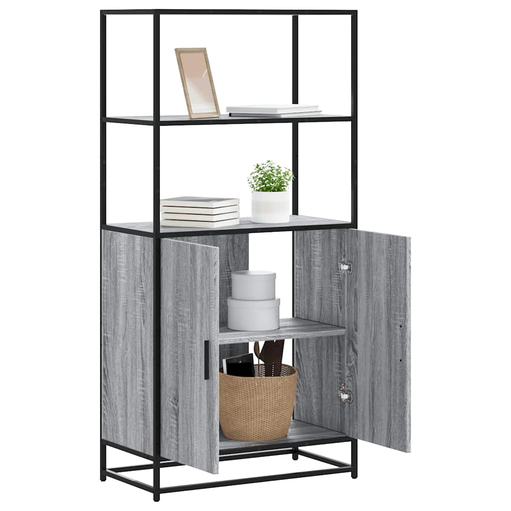 vidaXL Hoge kast 68x35x139 cm bewerkt hout en metaal zwart