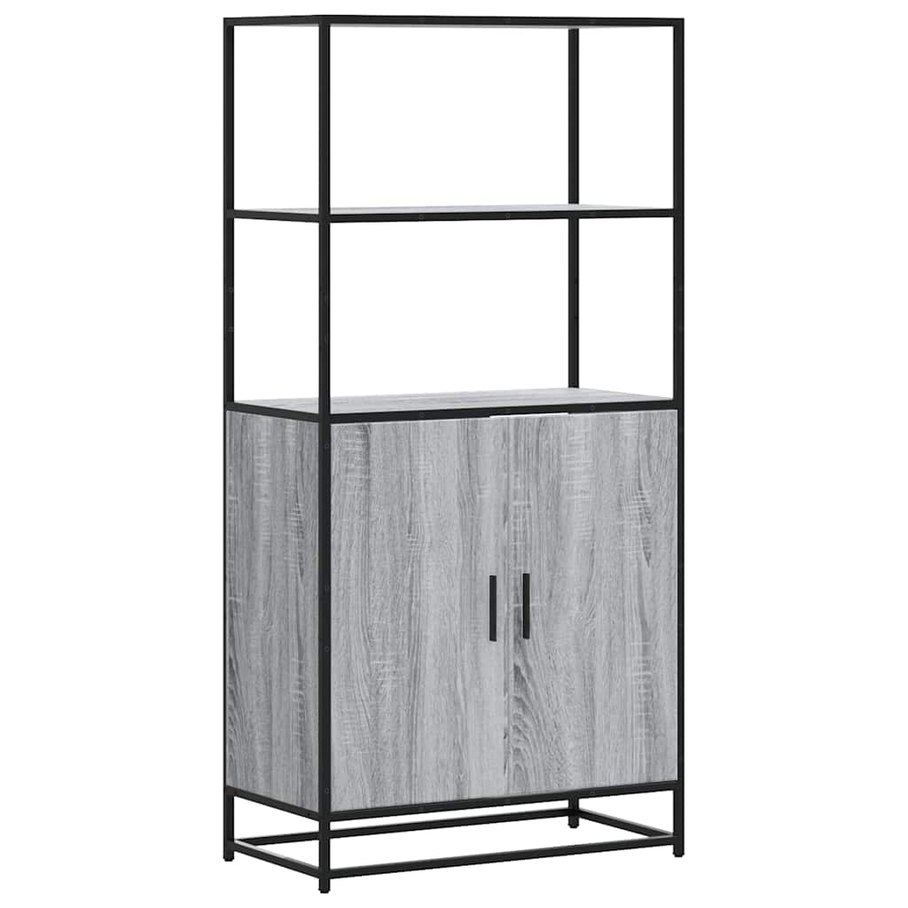 vidaXL Hoge kast 68x35x139 cm bewerkt hout en metaal zwart