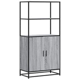 vidaXL Hoge kast 68x35x139 cm bewerkt hout en metaal zwart